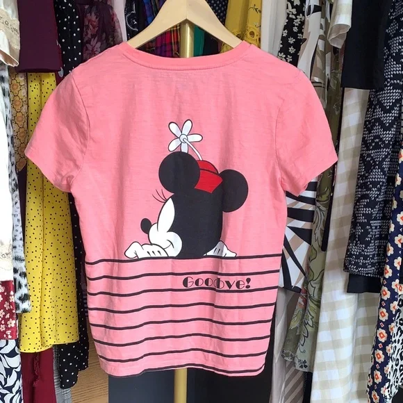 Disney Coral Pink Minnie Mouse Short Sleeve Tee size Small PTP 19 - Picture 4 of 5